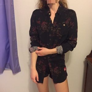 Drop Dead flower button down Unisex